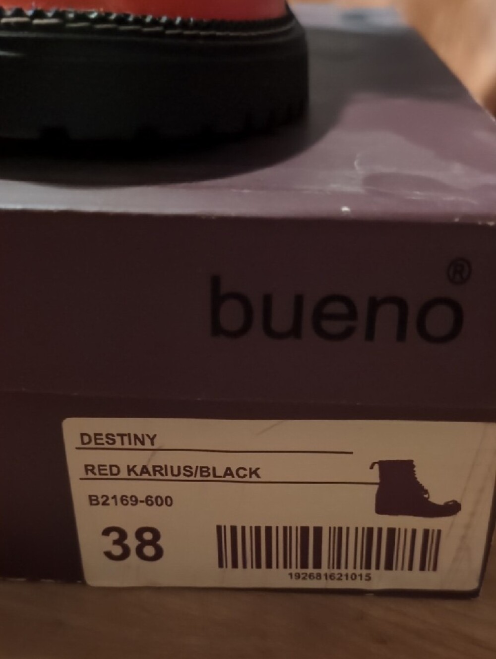 Bueno Red and Black Combat Boot - Picture 2 of 6
